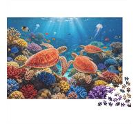 Sea Turtle Jigsaw Puzzles 1000 Piece Recyclable Coral Reef Puzzle for Elderly Educational Game Decompression Ideal for Holiday Blessings Gift 70x50cm/1000pcs