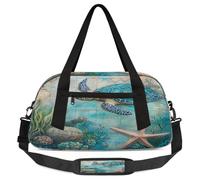 Sea Turtle Kids Overnight Duffle Bags Boys Girls Teen Watercolor Sea World Animal Sports Gym Bag for Weekender Travel Gymnastics Dance Ballet
