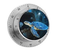 Sea Turtle Kitchen Timer 60 Minute Visual Wind Up Timers Indoor Mechanical Timers with Magnetic Base Stainless Steel Timer for Home Cooking Time Management Tool