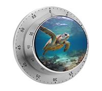Sea Turtle Kitchen Timer - Mechanical Visual Timer, Stainless Steel Digital Timers with Magnetic Base Egg Timers for Hard Boiled Eggs 60-Minute Countdown Kitchen Clock for Cooking