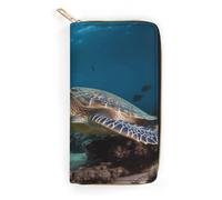 Sea Turtle Leather Wallet, Bifold Stylish Wallets, Credit Card Holder for Passport Covers, Purse Passport Bag for Men Women