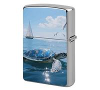 Sea Turtle Lighter Case Metal Double-Sided Lighter Cover Pocket Lighters Sleeve Windproof Lighters Accessories for Men Women