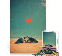 Sea Turtle Love 1000 Pieces Jigsaw Puzzles for Teenagers Solid Logic Toy Peaceful Fun Precision Cut Amazing Present (38x52cm)