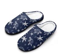 Sea Turtle Men's Memory Foam Slippers Comfort Cotton Slip On House Shoes for Indoor Outdoor 7-8(40-41)
