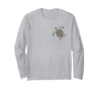 Sea Turtle Minimalist Chest Print Vintage Look Long Sleeve T-Shirt