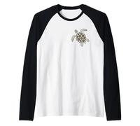 Sea Turtle Minimalist Chest Print Vintage Look Raglan Baseball Tee