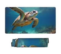 Sea Turtle Mouse Pad Large Desk Mat XL PU Leather Desk Pad Waterproof Gaming Mousepad Easy Clean Desk Protector Mat Keyboard Mats, Writing Pad for Office Home 29.5 x 16 in