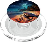 Sea Turtle Night On The Beach Under Starry Sky Sea Turtle PopSockets PopGrip for MagSafe