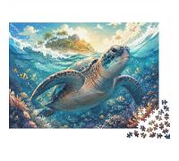 Sea Turtle Ocean Island Jigsaw Puzzle, 1000 Pcs For Adults | 52x38cm Cardboard, Brain Workout, Tight Puzzle Fit, Art Admirers, Stress Reduction