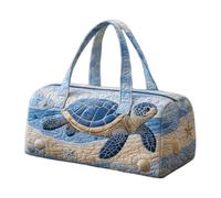 Sea Turtle Ocean Quilted Duffle Bag Beach Shell Starfish Weekender Travel Bag Lightweight Carry On Gym Overnight Vacation Bag (16 x 8 x 8 inches)