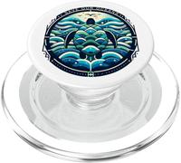 Sea Turtle Ocean Waves Artwork - Calm Coastal Design PopSockets PopGrip for MagSafe