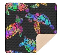 Sea Turtle Ocean Waves Boho Soft Padded Baby Activity Play Mat for Floor Cozy Breathable Travel Play Mat for Babies Infants Toddlers, 50'' x 50''