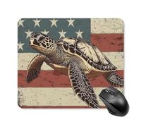 Sea Turtle Old American Flag Mouse Pad Square Non Slip Mouse Mat Portable Design for Desktop Laptop