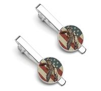 Sea Turtle Old American Flag Tie Clips for Men 1 Pair Lightweight Tie Bars for Ties Shirts Collars Gifts