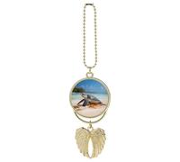 Sea Turtle on The Beach Car Hanging Ornament Rear View Mirror Pendant Cute Car Mirror Aesthetic Decor Funny Auto Pendant Auto Charms Gifts for Men Women Golden-style