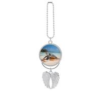 Sea Turtle on The Beach Car Hanging Ornament Rear View Mirror Pendant Cute Car Mirror Aesthetic Decor Funny Auto Pendant Auto Charms Gifts for Men Women Silver-style