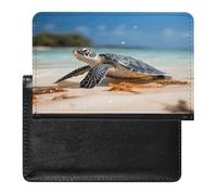 Sea Turtle on The Beach Card Holder，Card Protector Sleeve，Passport Holder ，Lightweight And Portable，Card Sleeves, Applicable to Passports, Boarding Passes, And ID Cards; Unisex.