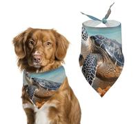 Sea Turtle on The Beach Dog Bandanas Adjustable Bib Party Pet Decorations Cute Dog Triangle Scarfs for Small Medium Puppy Cat Costume Accessory
