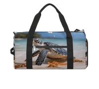 Sea Turtle on The Beach Gym Bag for Men Women Water Resistant Duffle Bag Travel Lightweight Bag for Travel Sports, white, One Size