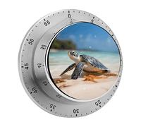 Sea Turtle on The Beach Kitchen Timer - Mechanical Visual Timer, Stainless Steel Digital Timers with Magnetic Base Egg Timers for Hard Boiled Eggs 60-Minute Countdown Kitchen Clock for Cooking