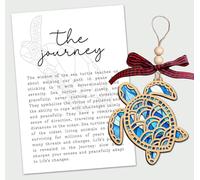 Sea Turtle Ornament - The Journey Story Card - Wooden Turtle Design - Symbol of Patience Serenity and Longevity - Inspirational Keepsake Reflecting Life's Peaceful Path
