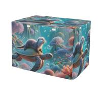 Sea Turtle Otter Cute Pet Crate Cover with Roll-up Sides Washable Dog Cage Covers Large