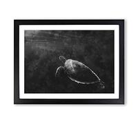 Sea Turtle Painting Modern Art Framed Print | A2 Black Framed Wall Art | Ready to Hang | Modern Animal Picture | Living Room Bedroom Lounge Office