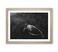 Sea Turtle Painting Modern Art Framed Print | A4 Oak Framed Wall Art | Ready to Hang | Modern Animal Picture | Living Room Bedroom Lounge Office