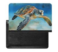 Sea Turtle Passport Holder with 3 Card Slots, Portable PU Leather Travel Wallet, Slim Protective Cover for Passport, ID, Credit Cards