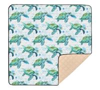 Sea Turtle Pattern Baby Play Mat for Floor, 127x127 CM Playpen Mat,Thicken Soft Non-Slip Tummy Time Mat for Toddlers and Infants