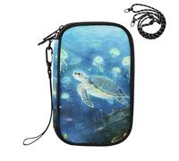 Sea Turtle Pattern on The Seabed RFID Blocking Family Passport Holder, Waterproof Travel Document Organizer Wallet for Women Men, Credit Card Case Travel Essentials