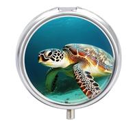 Sea Turtle Pill Box Round Portable Small Pill Case Waterproof Travel Pill Box Organizer for Pocket Purse and Daily Convenience