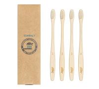 Sea Turtle Plant-Based Bristles, Compact Bamboo Toothbrushes, Soft Natural Toothbrush for Adults (4 Pack)