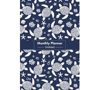Sea Turtle Pocket Monthly Planner: 4x6 Undated Portable Organizer with Ocean Art - Perfect for Purse, Pocket, or Desk, Navy Blue