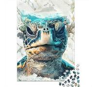 Sea Turtle Portrait 1000 Piece Premium Cardstock Diy Jigsaw Puzzle Kids Beginners Educational Game Stress Relief 52x38cm/1000pcs