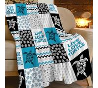 Sea Turtle Print Blanket Ocean Coastal Beach Throw Blankets for Couch Sofa Bed Stuff Decor Gifts Lightweight Soft Warm Cozy Fleece Plush Flannel Bedding for Lover Man Woman Adults 50"x60"