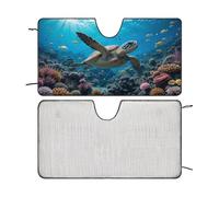 Sea Turtle Print Car Windshield Sun Shade Block UV Rays Sun Visor Protector Accordion Folding Sunshade Keep Vehicle Cool&Damage Free 55"x30"