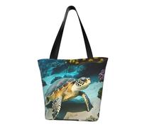 Sea Turtle Print Comfortable Summer Shoulder Bag Canvas Tote Travel Beach Hiking Shopping Weekend