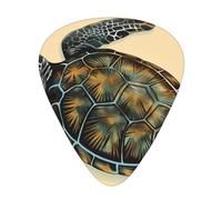 Sea Turtle Print Guitar Picks 12-Pack - Assorted Thickness Picks (0.46 mm, 0.71 mm, 0.96 mm) with Storage Box & Assorted Unique Design for Acoustic, Electric, Bass, and Ukulele Players
