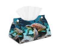 Sea Turtle Print Long Tissue Box, Foldable Decorative Container for Home/Office/Car, Easy Clean