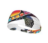 Sea Turtle Print Non-Slip Elastic Running Headband, Sweat Absorbing Stretchy Hair Bands For Gym Yoga, Soft Skin-Friendly Foldable Workout Headband