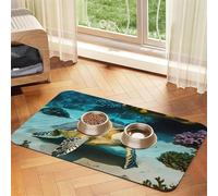 Sea Turtle Print Pet Feeding Mat Dog Mat for Food and Water Bowl Dogs Water Dispenser Mat Dogs Accessories