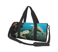 Sea Turtle Print Round Duffel Bag, Canvas Overnight Travel Tote Bag, Waterproof and Tear-Resistant.Foldable Weekend Travel Bag