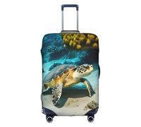 Sea Turtle print Washable Travel Luggage Cover Abstract Colorful Print Luggage Suitcase Protector, White, Small, White, Small