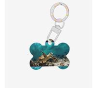 Sea Turtle Printing 1 Pc Dog Bone Shape Id Tags Double Sided with Key Ring Craft for Pets