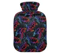 Sea Turtle Psychedelic Hot Water Bottle with Velvet Cover Hot Water Bag for Pain Relief 2L, Neck Cramps Shoulders Pain Relief, Hot Cold Pack