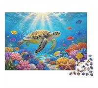 Sea Turtle Puzzle for Adults 1000Pc Recyclable Coral Reef Senior Puzzles Impossible Hard Difficult Challenging Relieve Senile Dementia Activity 38x26cm/1000pcs