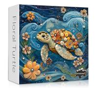 Sea Turtle Puzzles for Adults 1000 Pieces, Flowers Jewels Ocean Puzzle Embroidered, Colorful Animal Floral Jigsaw Puzzles 1000 Pieces Unique Challenge
