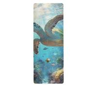 Sea Turtle Realism Ocean Fish folding yoga mat travel for floor workouts printed, non slip, hot yoga towel with bag for carrying tapete para ejercicio 71x26 inches