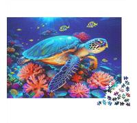 Sea Turtle Reef Scene Recycled Cardboard 1000 Pieces Jigsaw Puzzle for People with Stress And Anxiety Colorful Sea Turtle Challenging Puzzle Games 52x38cm/1000pcs
